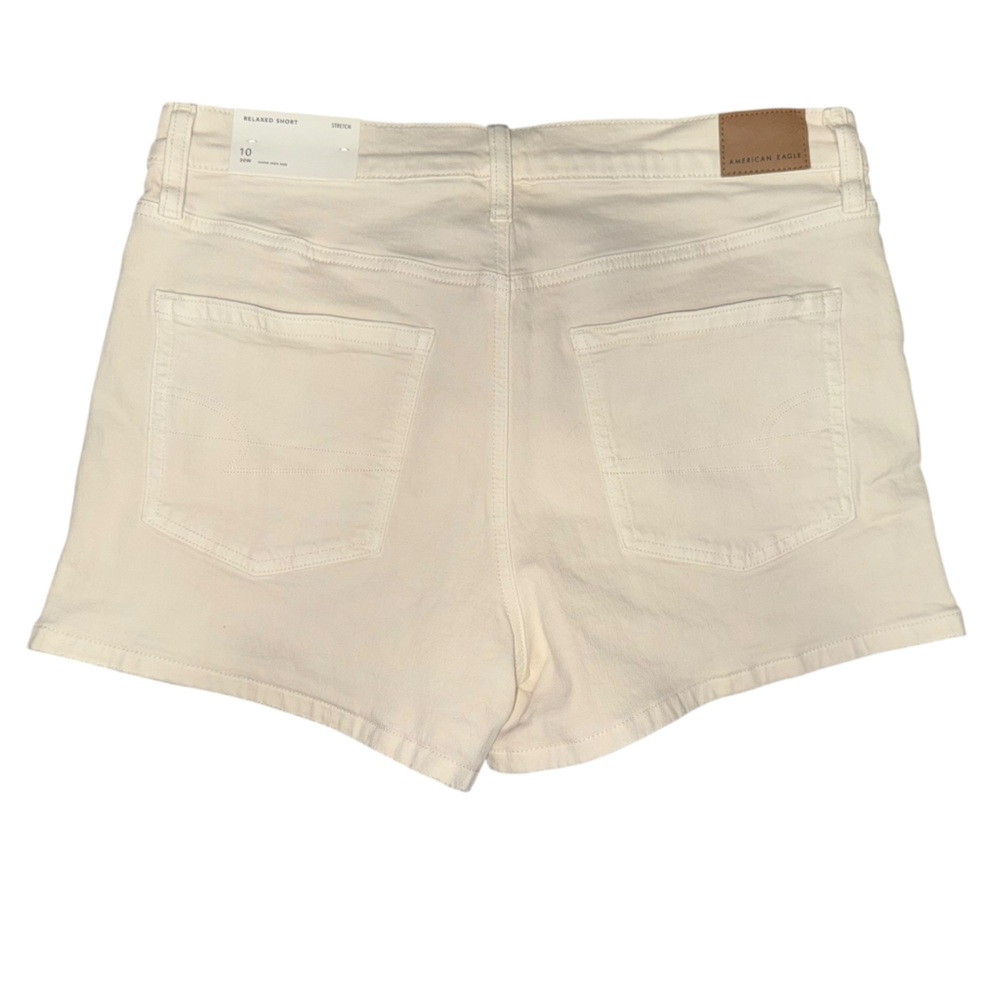 American Eagle Super High Rise Relaxed Denim Shorts Cream Sz 10/30 NWT new - Picture 3 of 10